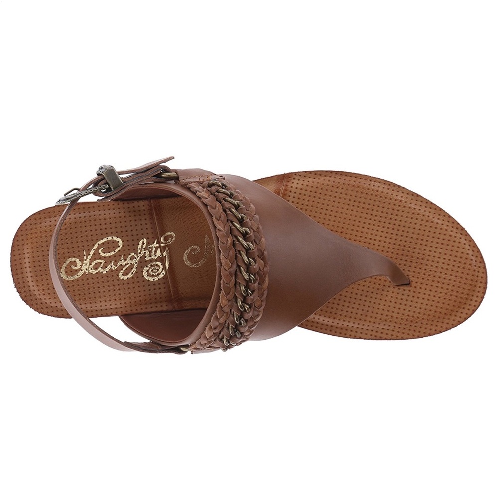 NIB Cognac Braided Genuine Leather Sandals - Picture 3 of 4