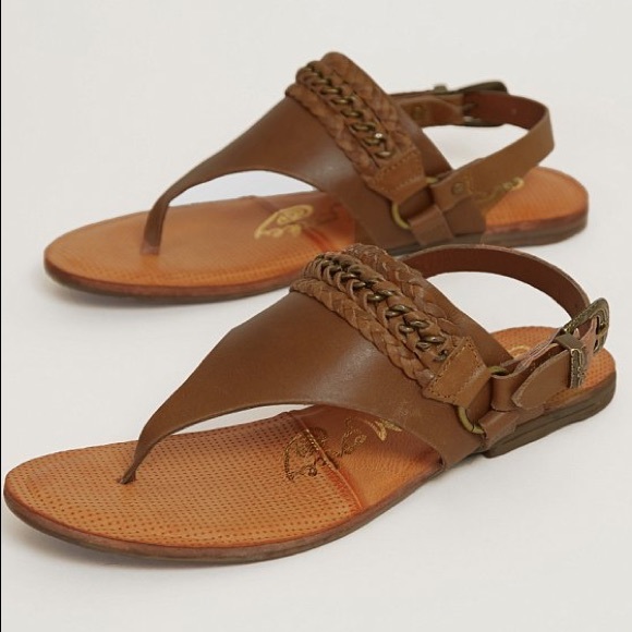 NIB Cognac Braided Genuine Leather Sandals - Picture 2 of 4