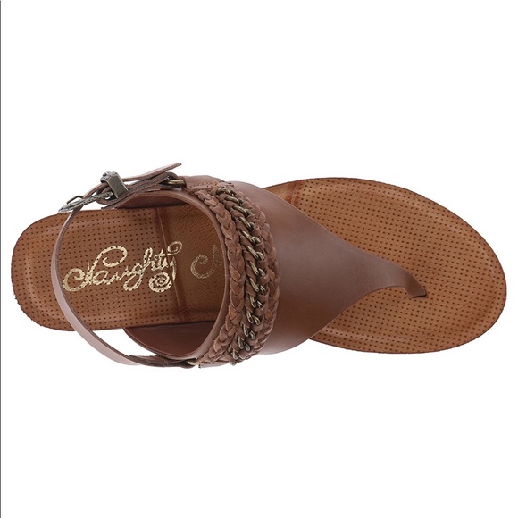 NIB Cognac Braided Genuine Leather Sandals - Picture 3 of 4