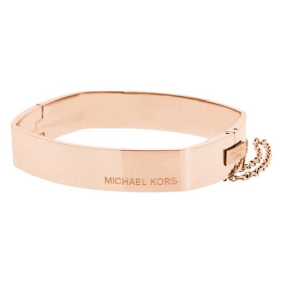 Michael Kors Square Hinge Logo Gold tone Bangle - Picture 1 of 2