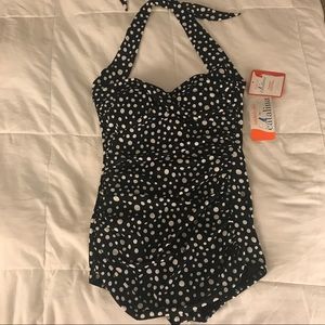 Black & White Polkadot Retro Swimsuit