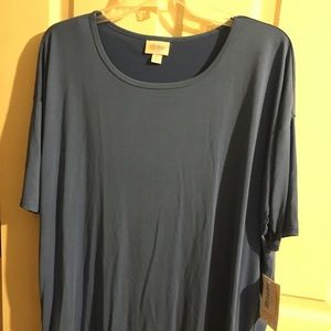 Solid blue Lularoe Irma, size small. New with tags