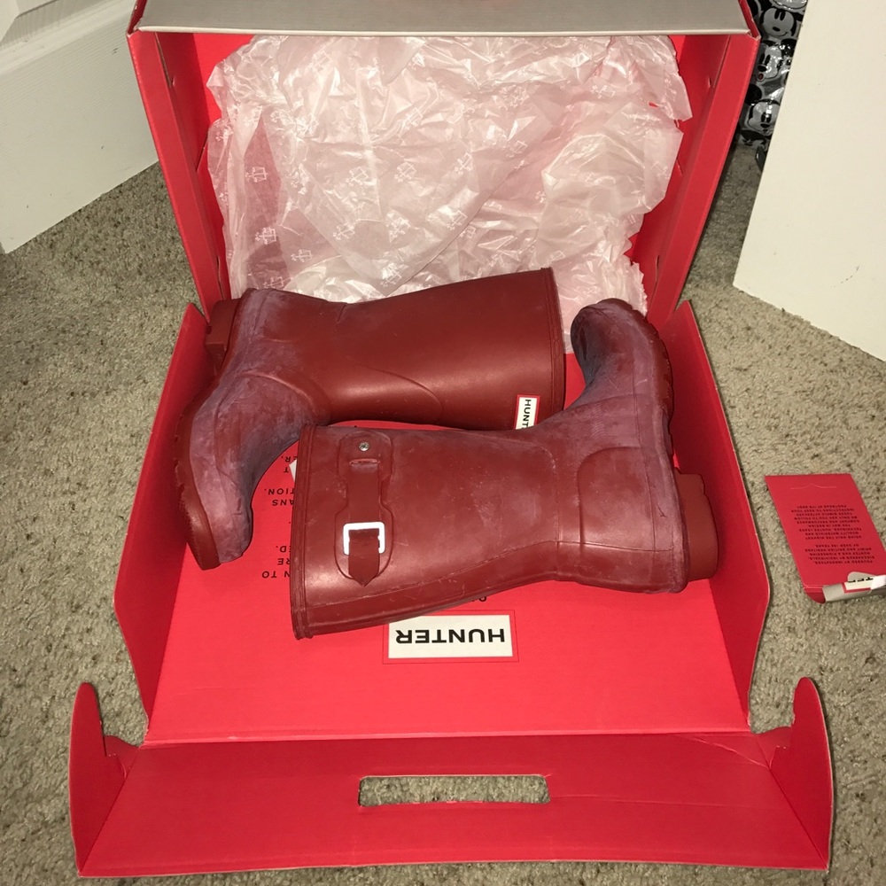 Red matte hunter boots