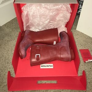 Red matte hunter boots