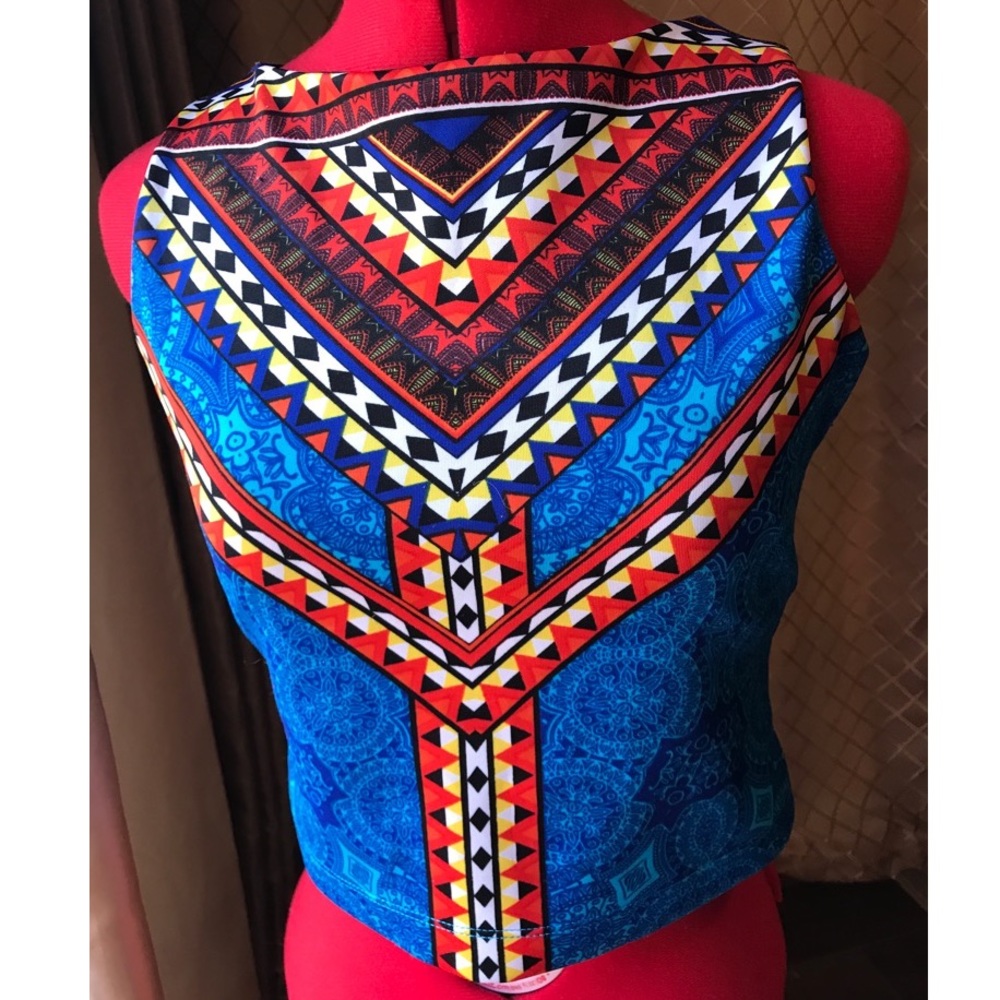 Tribal Blue crop top