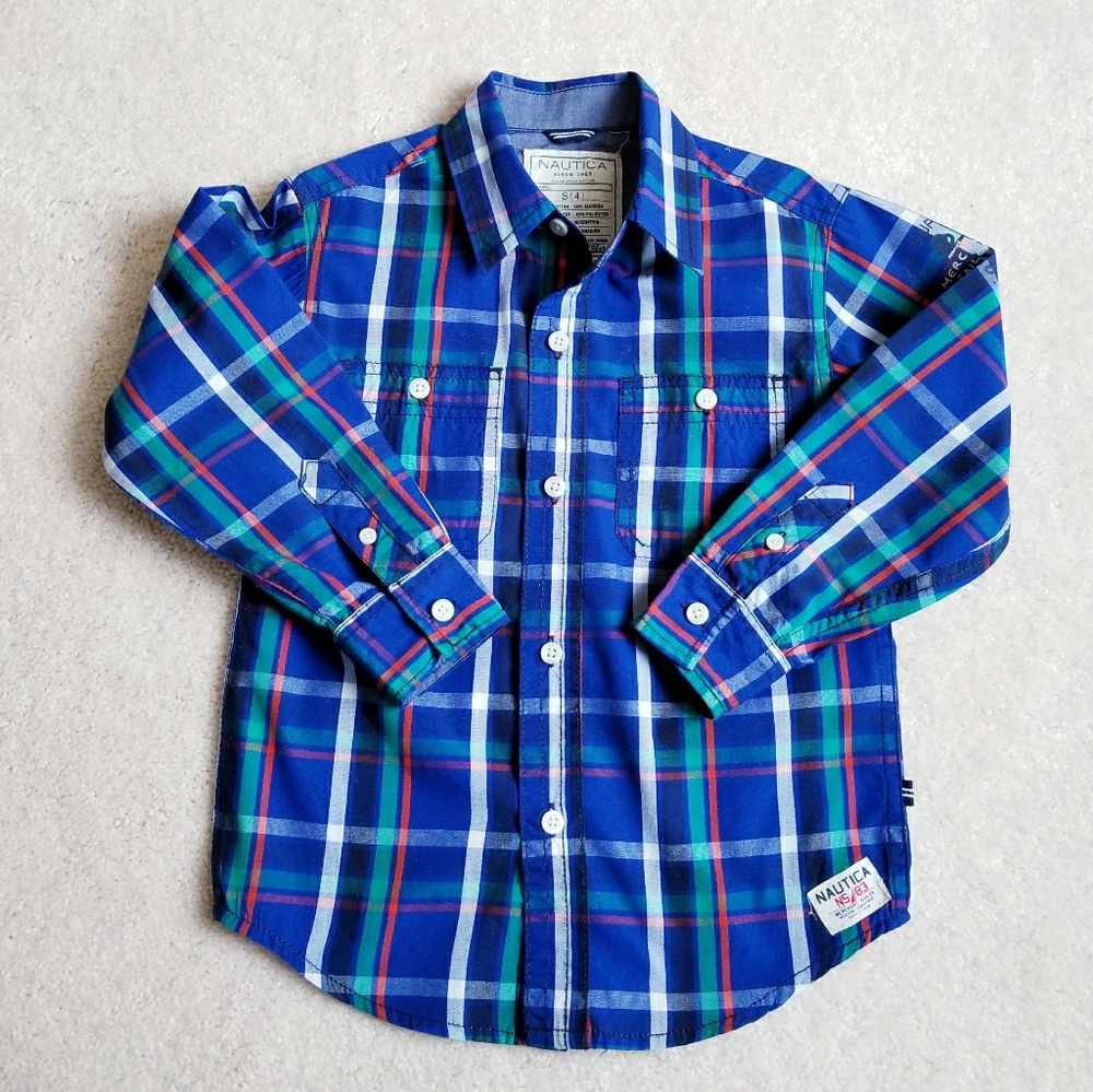 Nautica Boys 4 Plaid Oxford