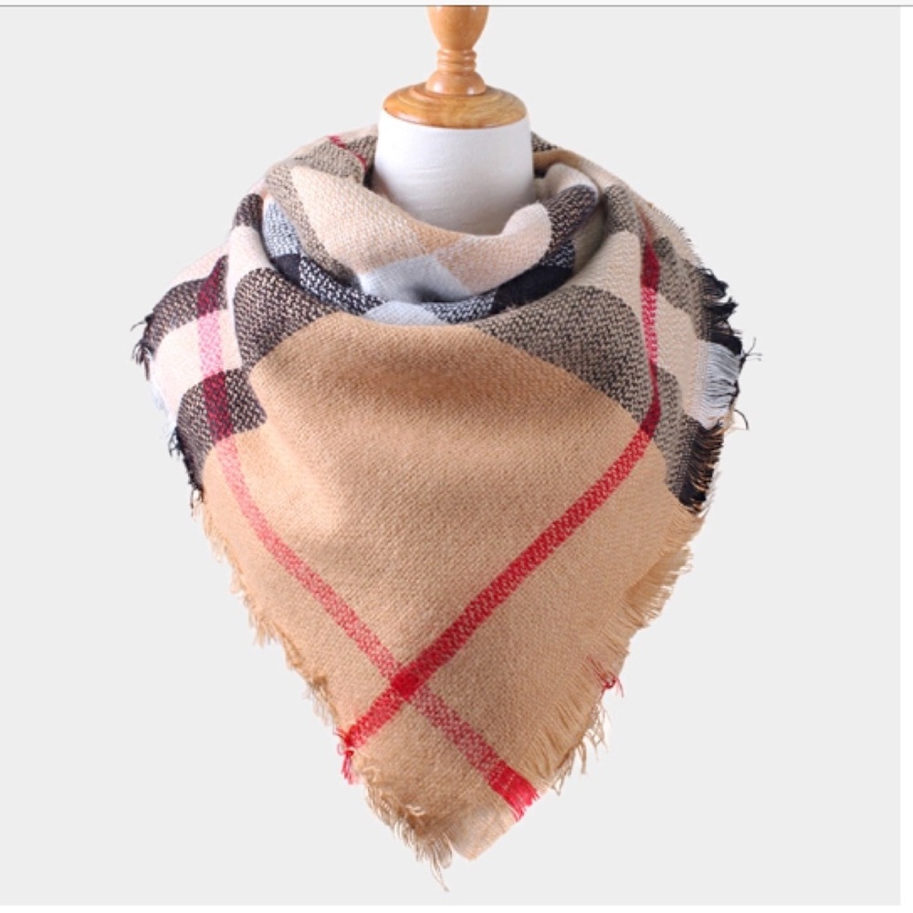 Camal tartan plaid blanket scarf