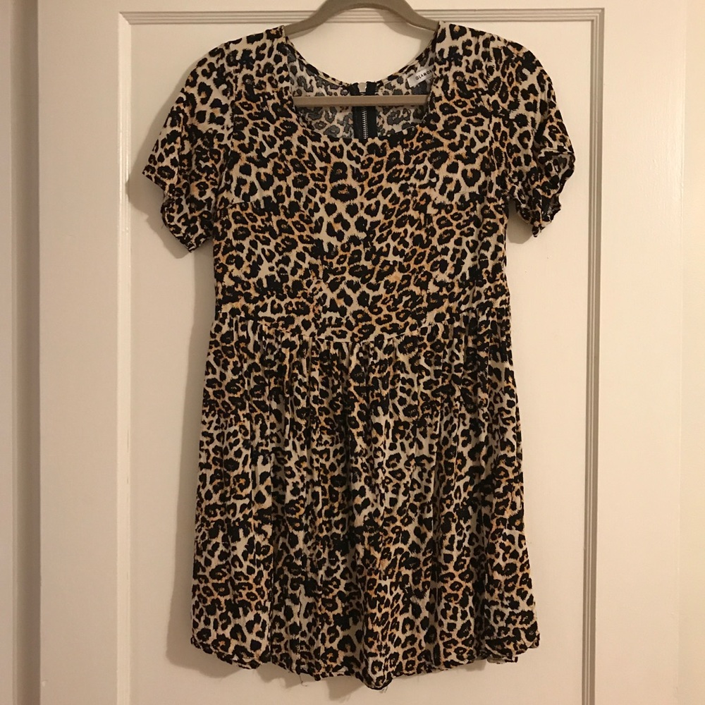 GLAMOROUS leopard print baby doll dress XS