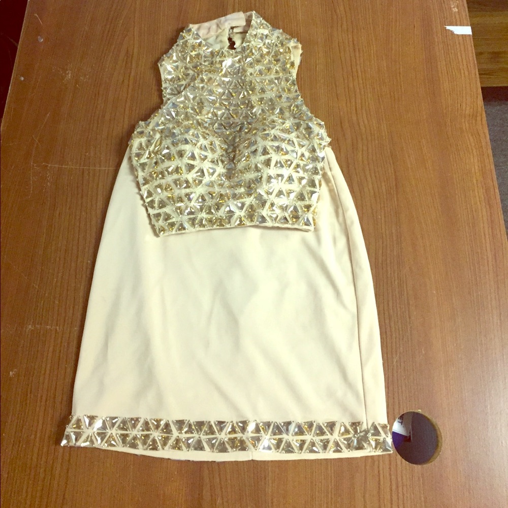 Champagne Bedazzled prom/homecoming dress