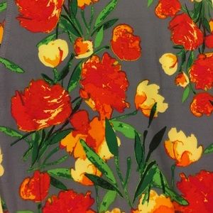 LulaRoe TC red and yellow tulip leggings