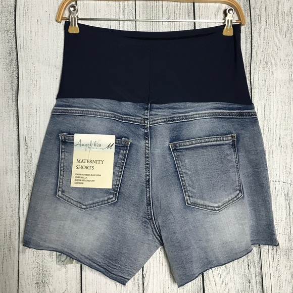 Embroidered Maternity Denim Shorts - Picture 2 of 5