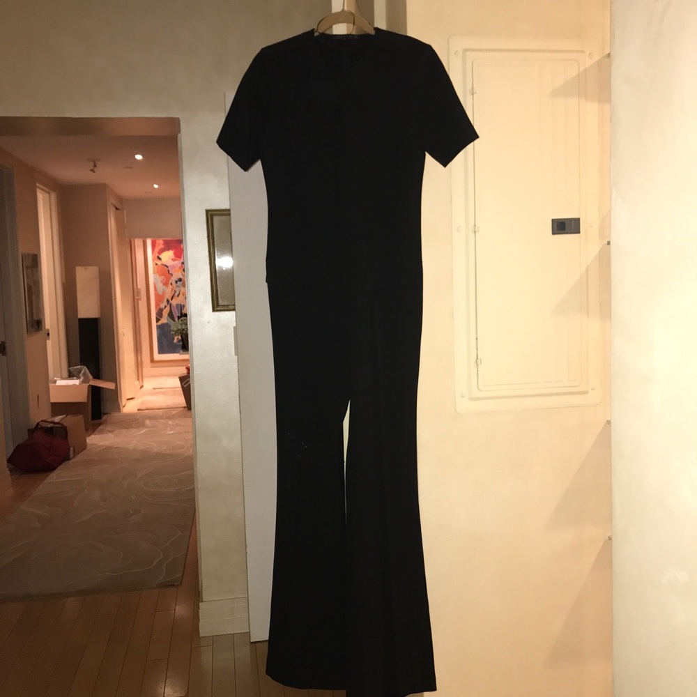 Black Floor Length Jumpsuit with Pockets
