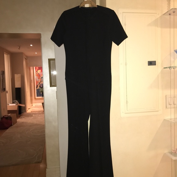 Black Floor Length Jumpsuit with Pockets - Picture 2 of 3