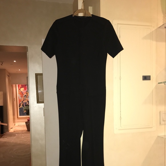 Black Floor Length Jumpsuit with Pockets - Picture 3 of 3