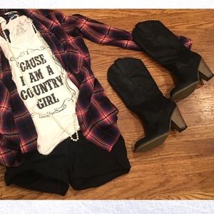 NWOT Mia Black Suede Cowboy Western Boots Size 6