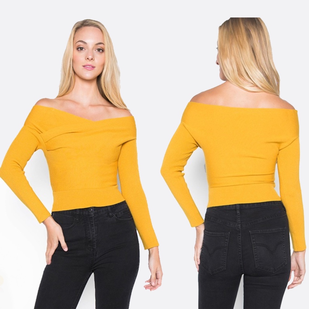 Mustard Butter Soft Off Shoulder Sweater