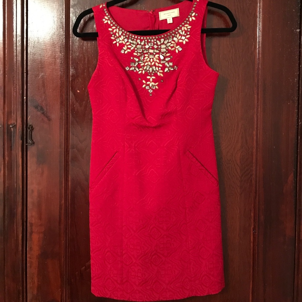 Anthropologie red embellished dress - 0P