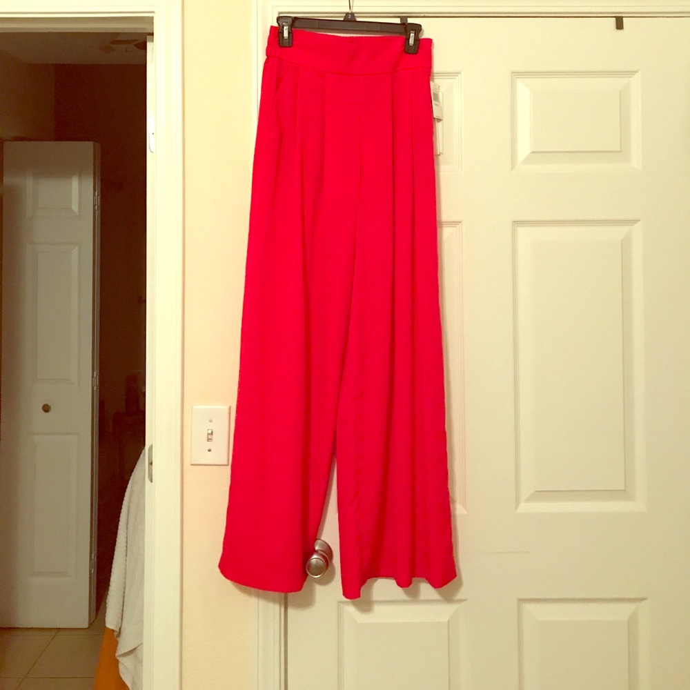 1 State Red Flared Pants