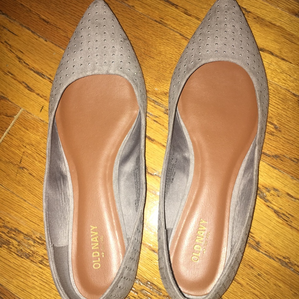 Gray studded flats