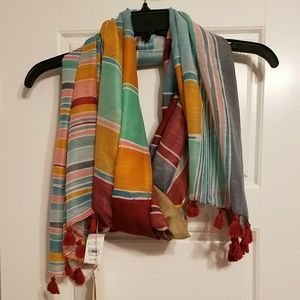 LOFT multicolor tassel long scarf