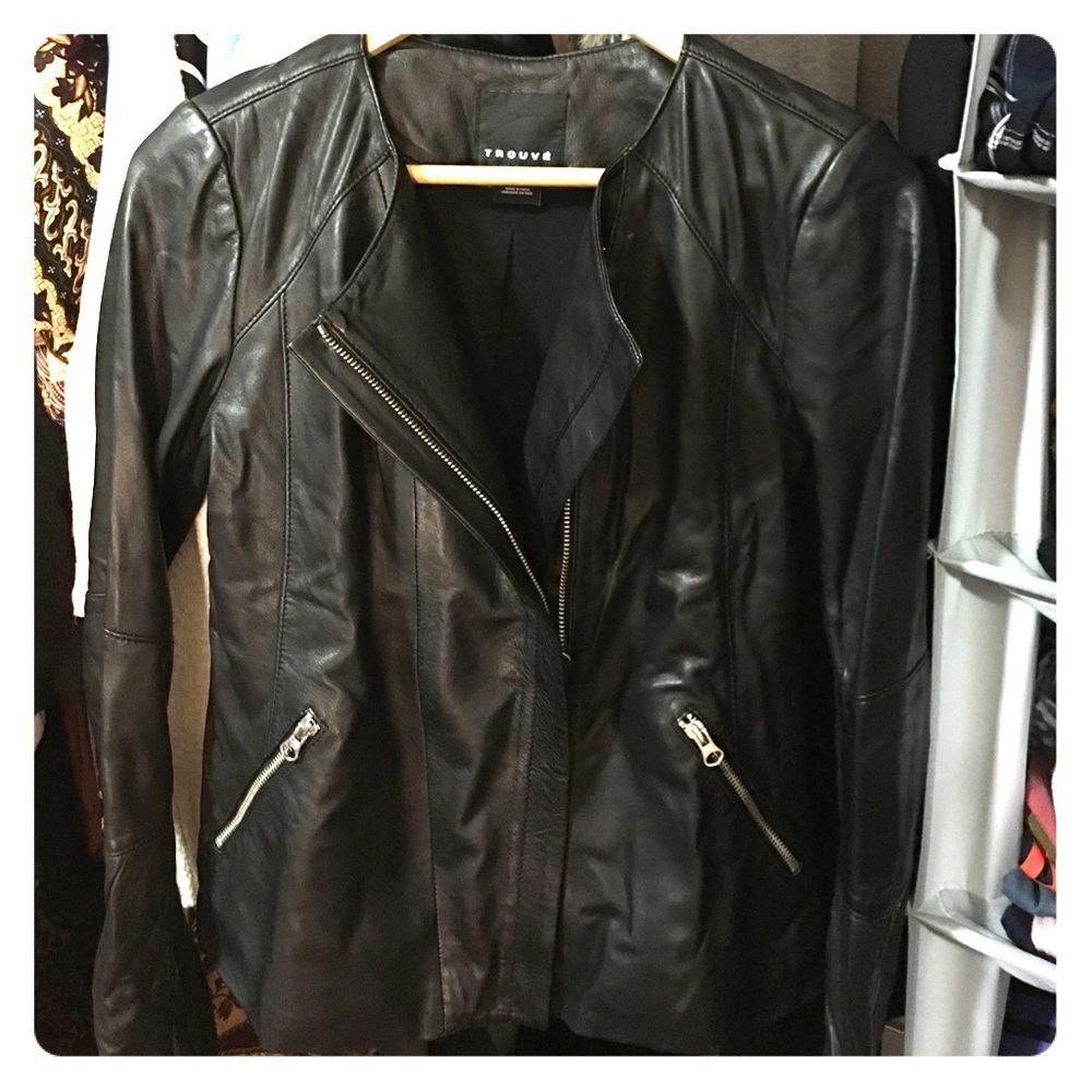 Black Leather Moto Jacket - almost brand new
