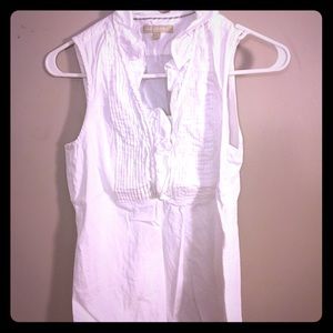 Banana Republic White Sleeveless Ruffle Blouse