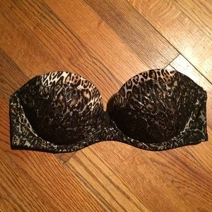 Vs Leopard Strapless Bra
