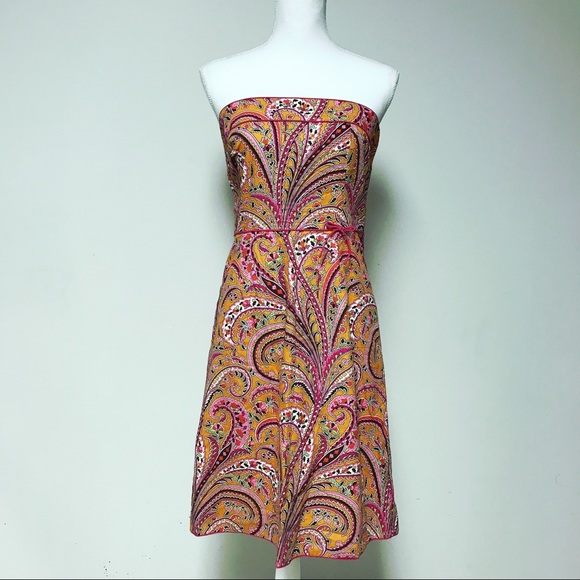 J. Crew Dresses & Skirts - • J. Crew Strapless Cotton Paisley Sun Dress •