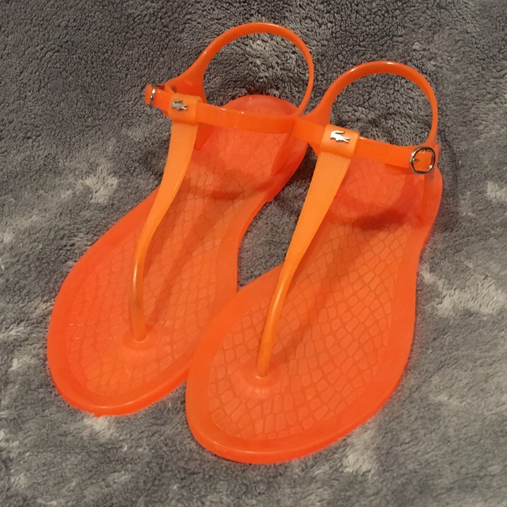 Lacoste Orange Hameline Jelly Thong Flat Sandals