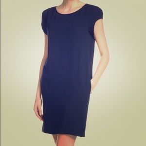 Mango Dark Blue Textured Cotton Dress in size XS