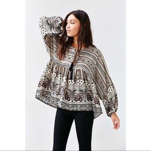 Urban Outfitters Peasant Sleeve Silk Chiffon Top