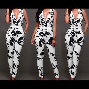 Woman's one Piece  white  black jumpsuit rumper