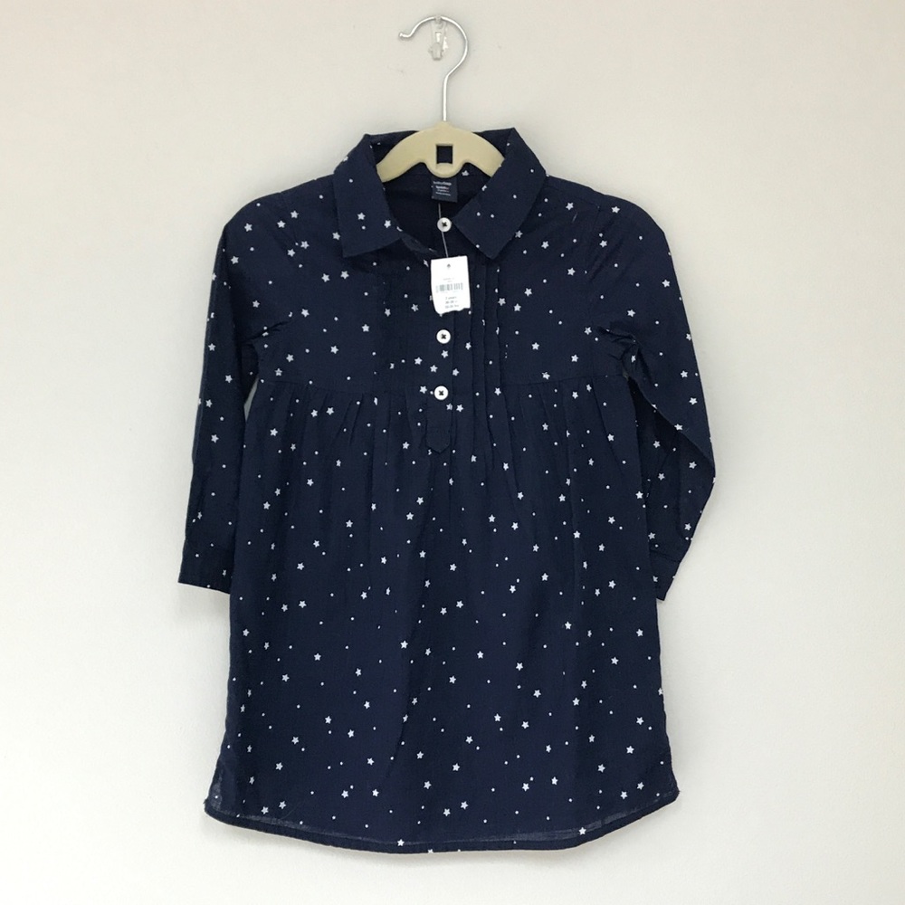 NWT girl's long sleeve star collar dress GAP 3t