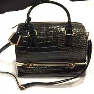 Croc Embossed handbag with lower compartment