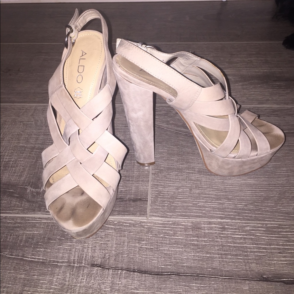 ALDO taupe strappy heels