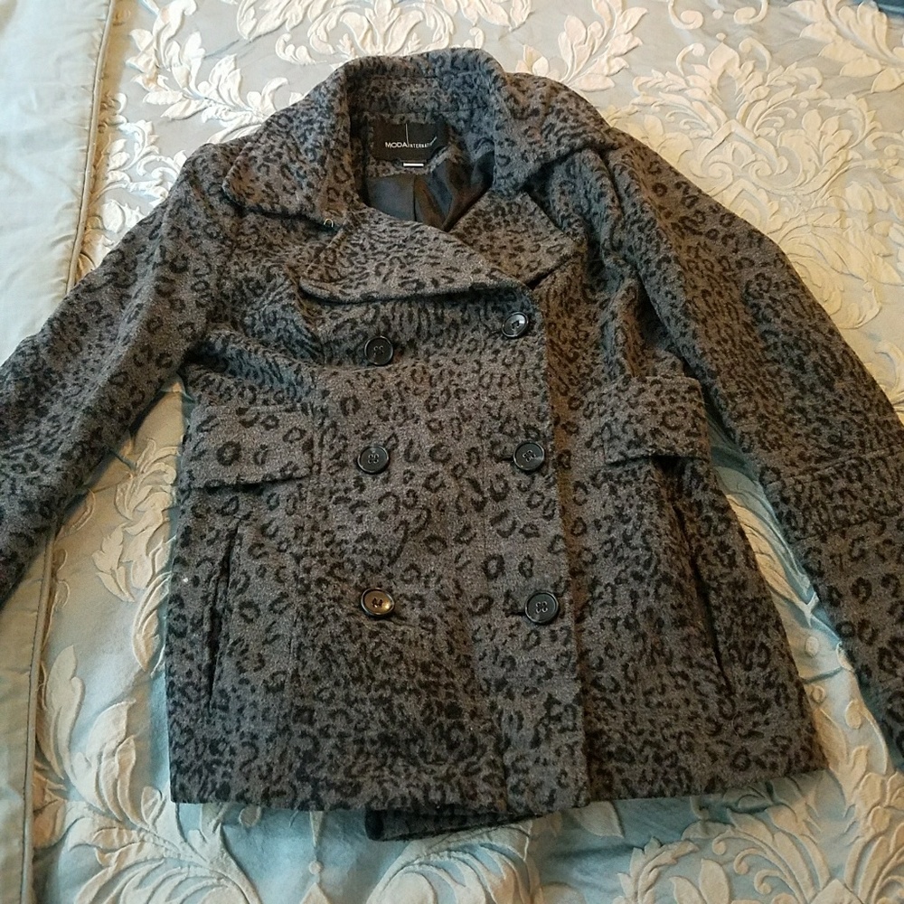 Leopard Print Pea Coat