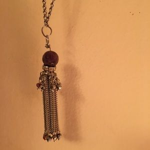 Amethyst crystal ball tassel necklace