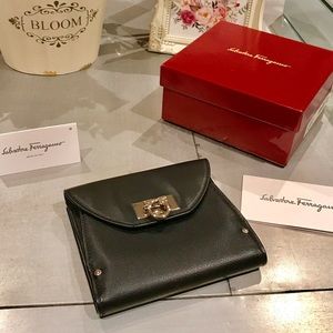 Salvatore Ferragamo BiFold Lock Black Wallet