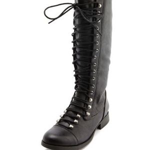 Tall Black Lace Up Boots