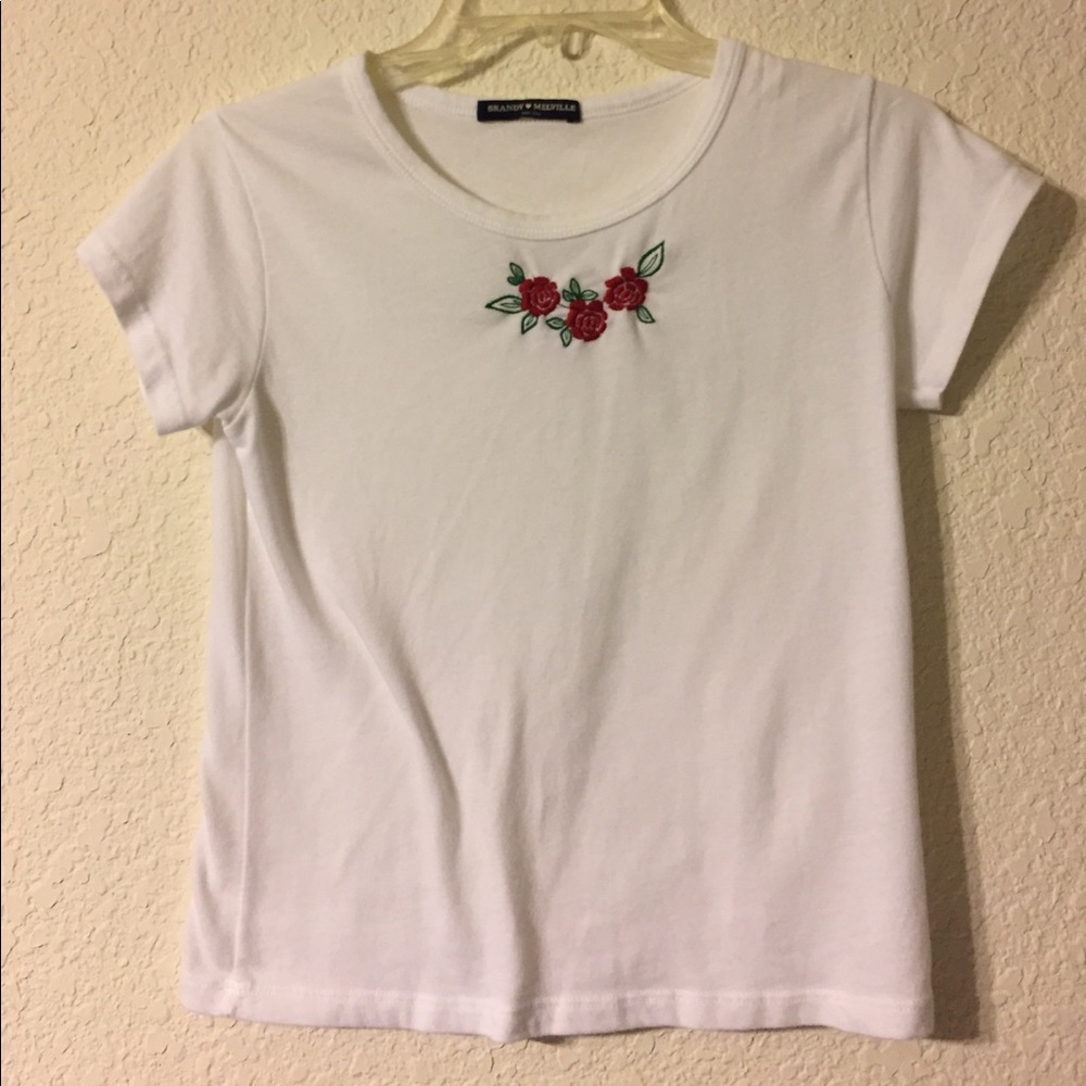Brandy Melville embroidered rose tee
