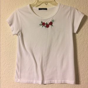 Brandy Melville embroidered rose tee