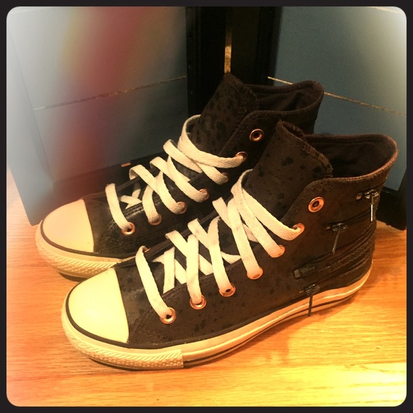 converse leather zipper high tops