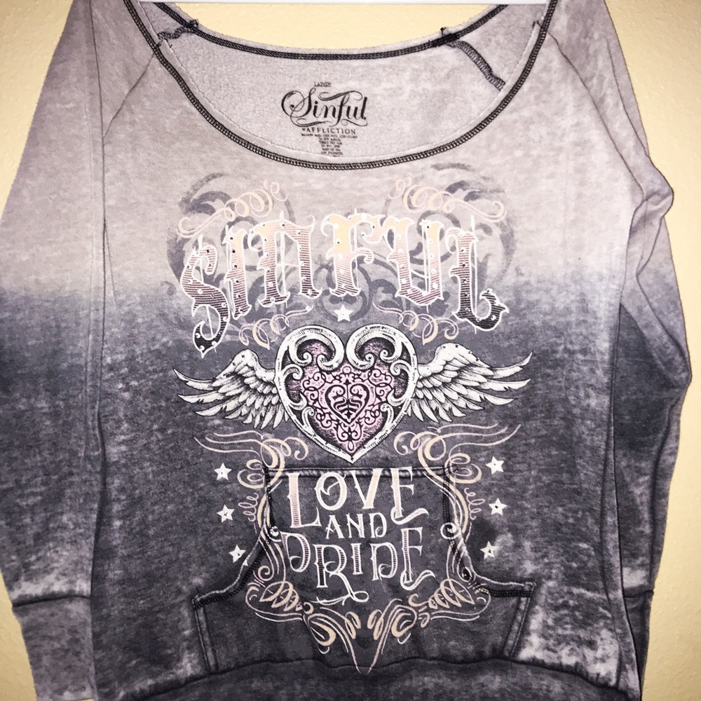 Sinful by Affliction wide-neck sweater