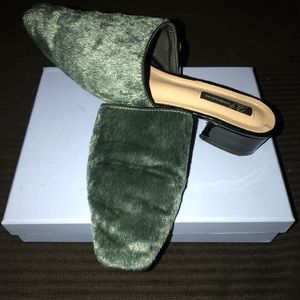 Green Velvet Mules