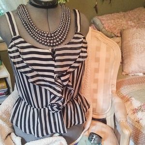 Black and White Striped Sheer Tank