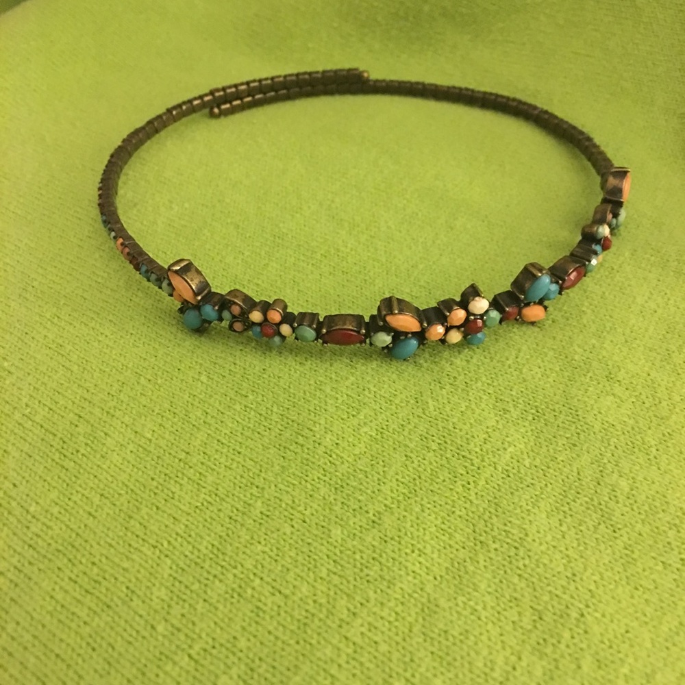 Floral Beaded Metallic  Choker