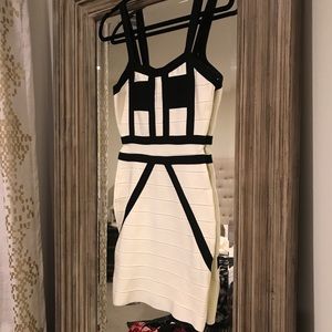 Little black and white bandage bodycon dress. NWT
