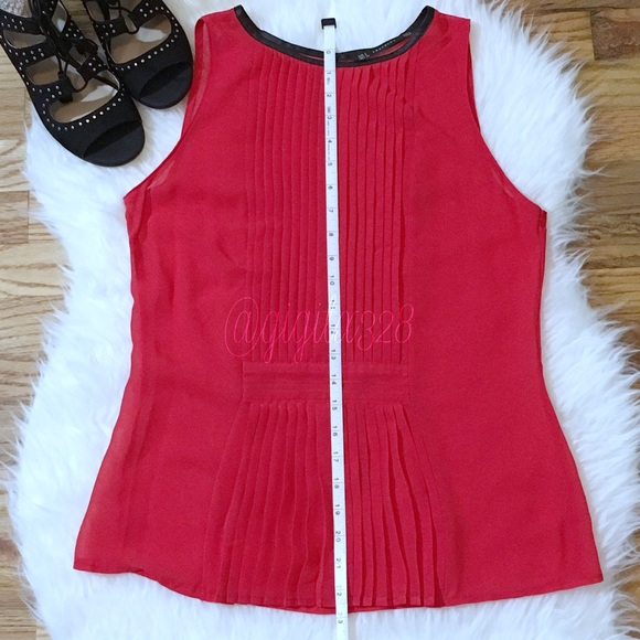 Zara Trafaluc red pleated top with black trim - Picture 8 of 8