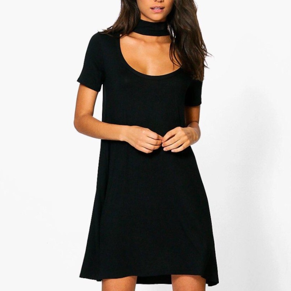 Tall Sinead Low Scoop Neck Choker T-Shirt Dress