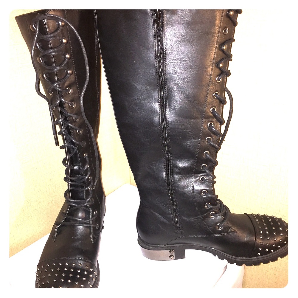 Tall lace up boots